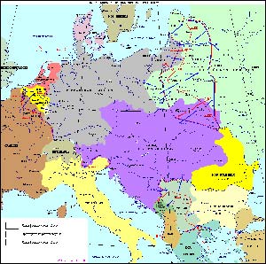 Карта. Европа в 1914-1915 гг.