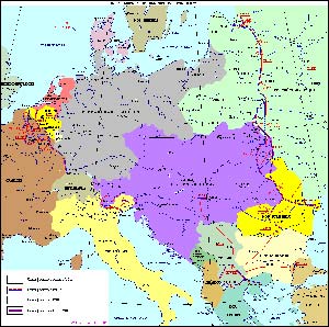 Карта. Европа в 1916-1918 гг. 