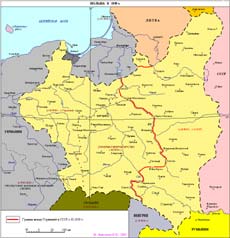 Польша в 1939 г. была поделена между Германией и СССР